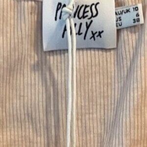 Princess Polly Pink Ribbed Tie-Back Crop Top With Hook Details Size S